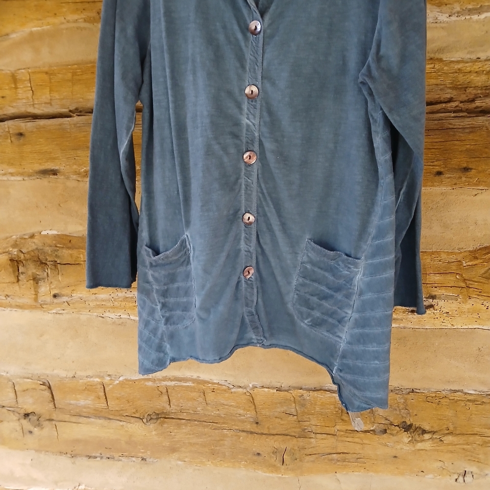Parsley & Sage Slate Blue Long Sleeved Button Up Tunic Large - Picture 3 of 7